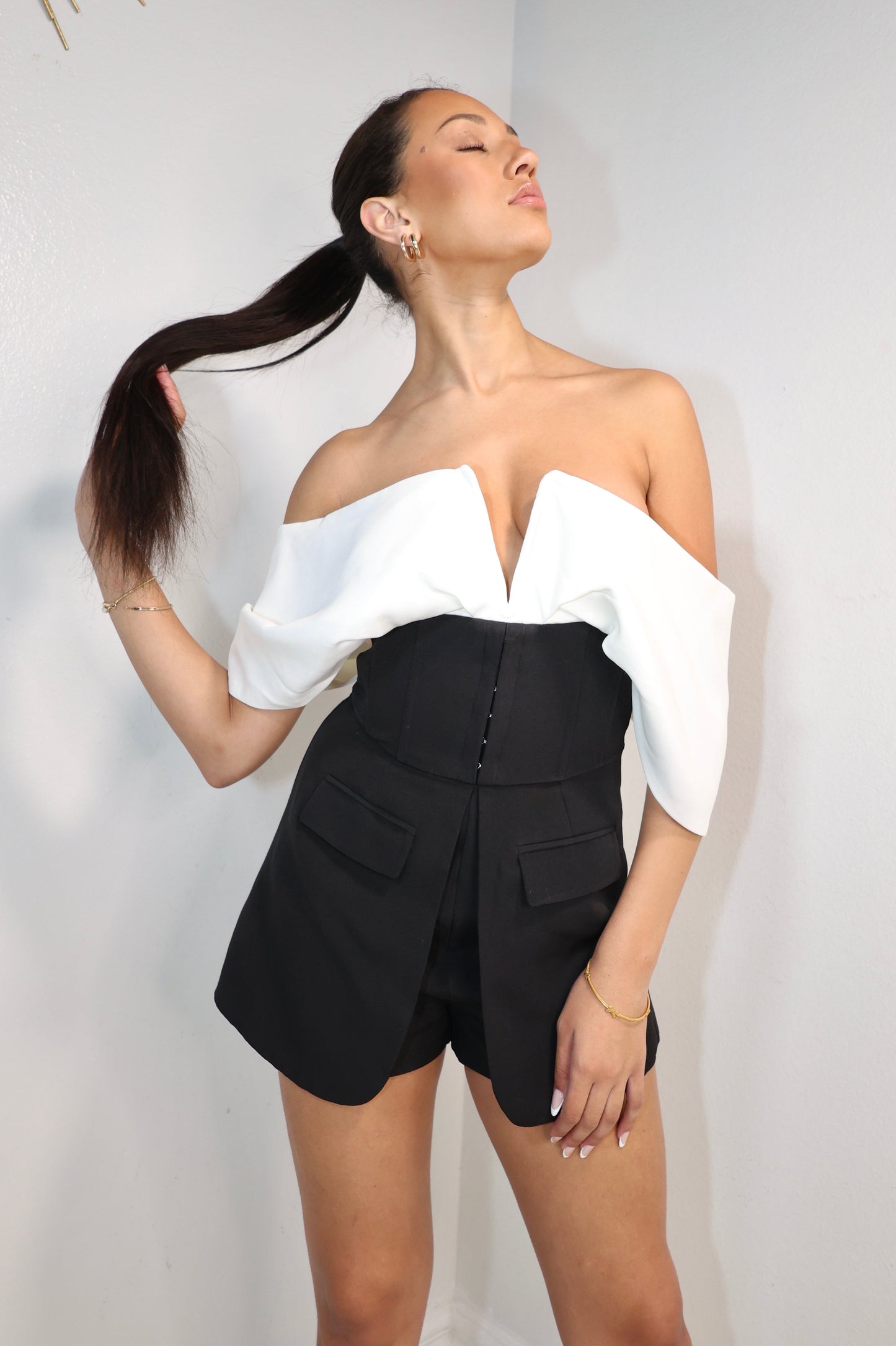 Chic Corset Off Shoulder Romper