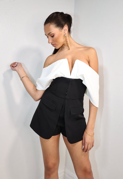 Chic Corset Off Shoulder Romper