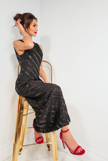 Endless Rose Black Tie Affair Maxi Dress