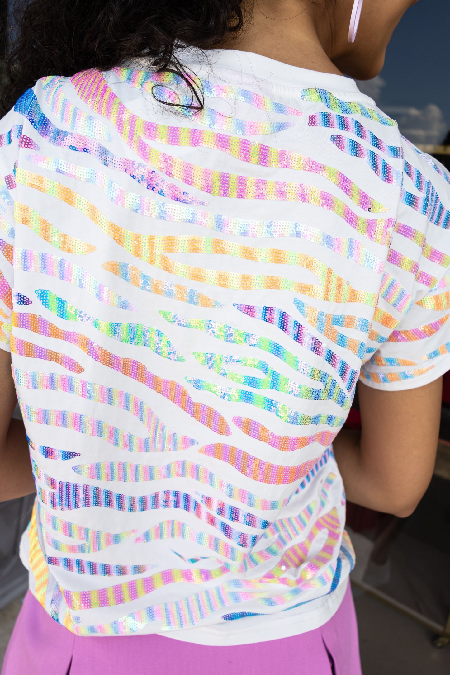 Queen of Sparkles Rainbow Zebra Tee