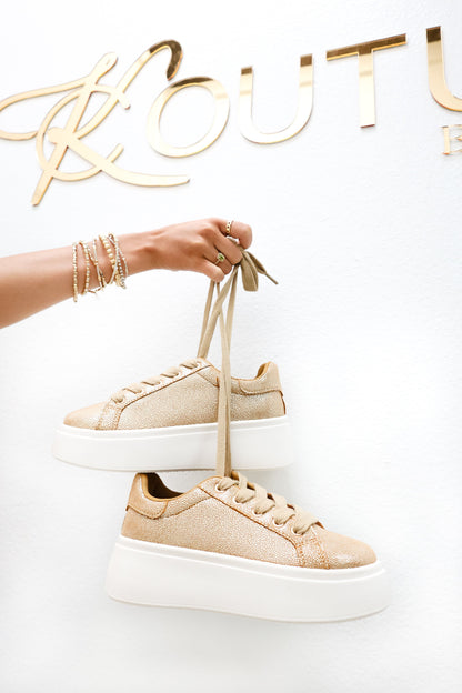 Dirty Laundry Record Gold Platform Sneakers