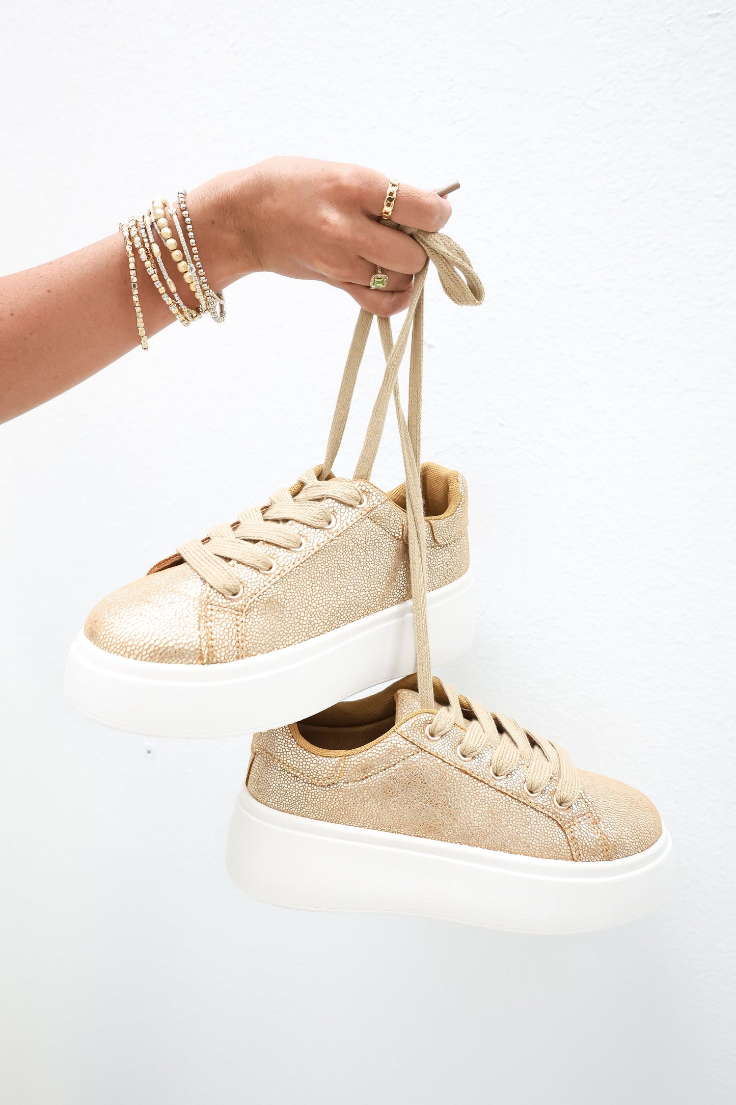 Dirty Laundry Record Gold Platform Sneakers