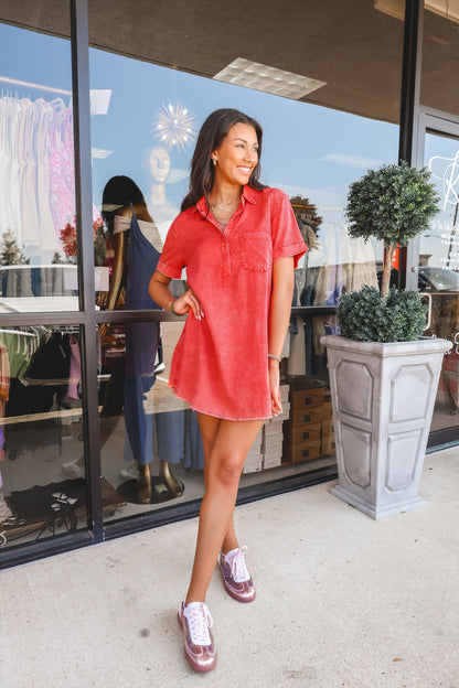 Washed Denim Shirt Dress