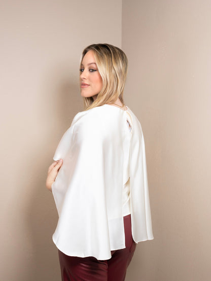 Sleek And Silky Satin Cape Top