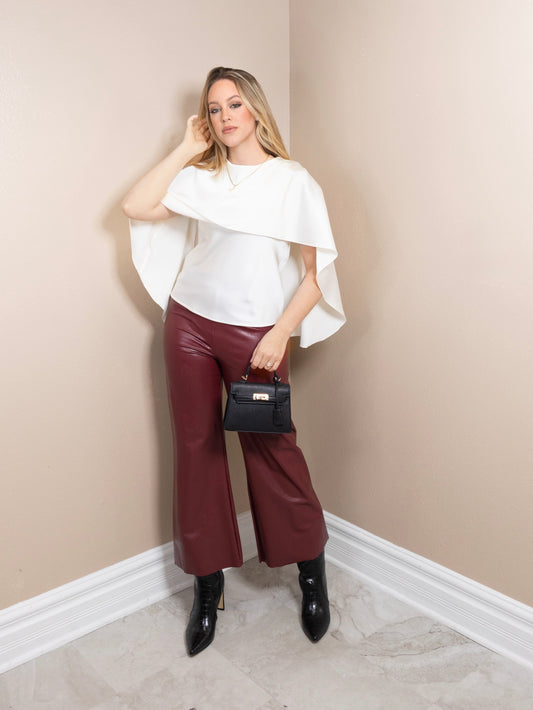 Sleek And Silky Satin Cape Top