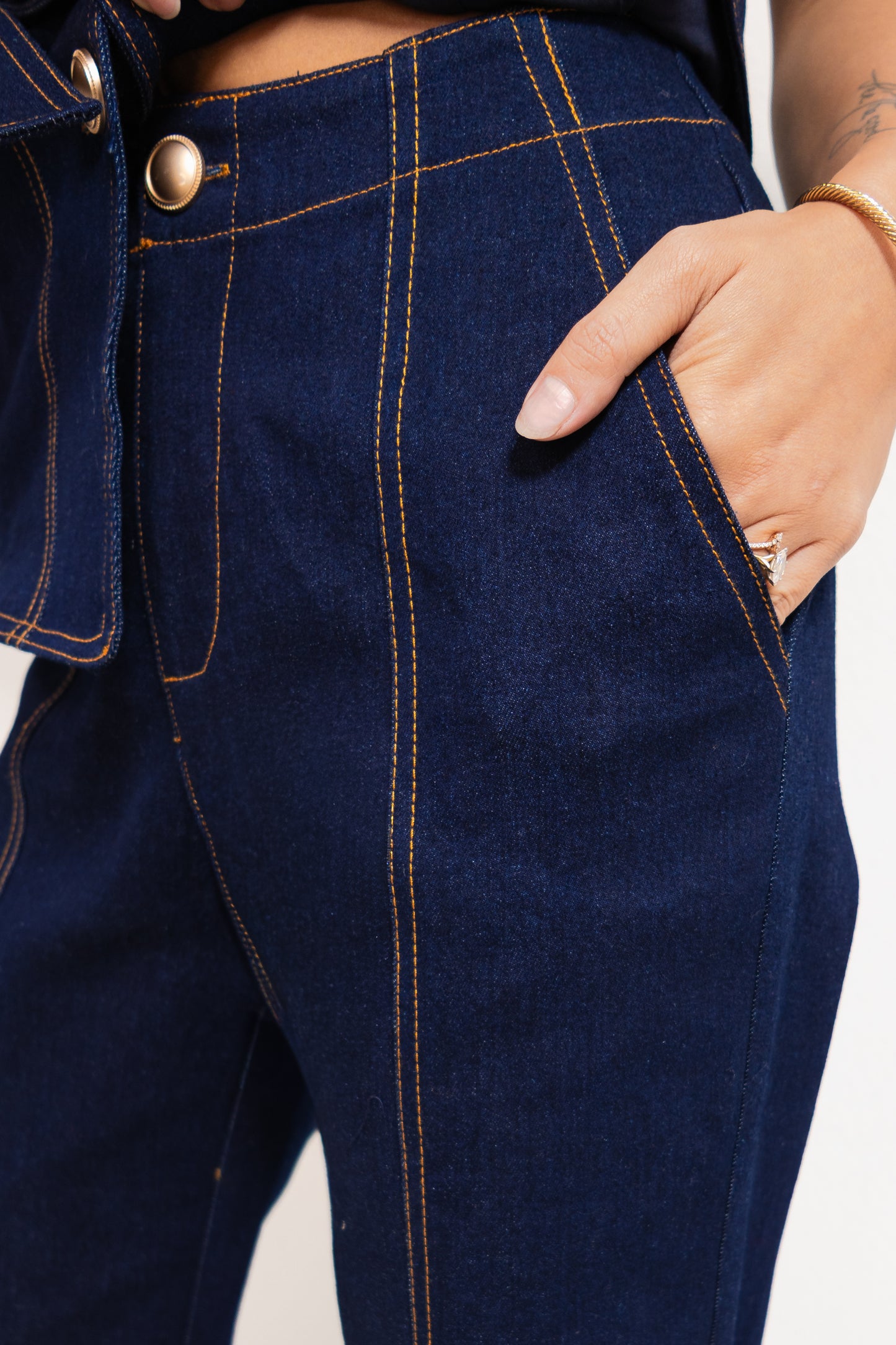 Indigo Icon Contrast Stitch Pants