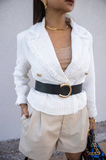 Ivory Long Sleeve Tweed Jacket-Jackets-KCoutureBoutique, women's boutique in Bossier City, Louisiana