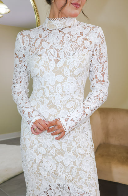 Ivory Grace Lace Midi Dress