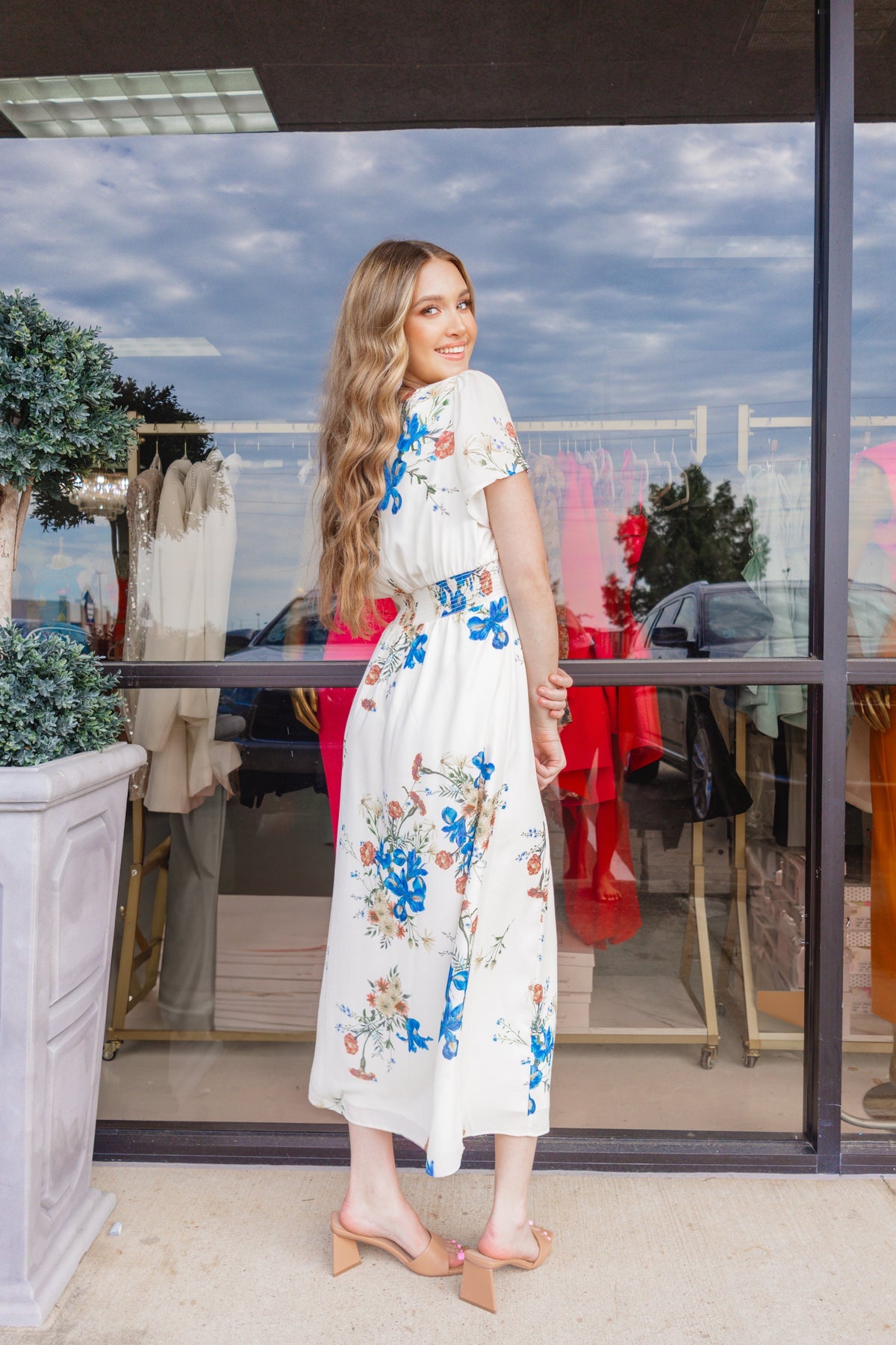 Jacinta Floral Slit Midi Dress-Dresses-KCoutureBoutique, women's boutique in Bossier City, Louisiana
