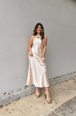 Jacquard Rose Satin Maxi Dress-Dresses-KCoutureBoutique, women's boutique in Bossier City, Louisiana