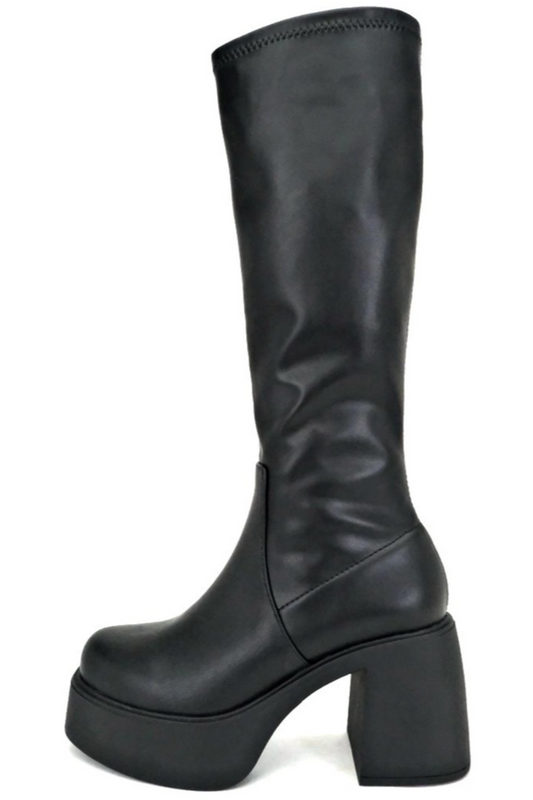 Jezzi Black Tall Platform Boot-Shoes-KCoutureBoutique, women's boutique in Bossier City, Louisiana