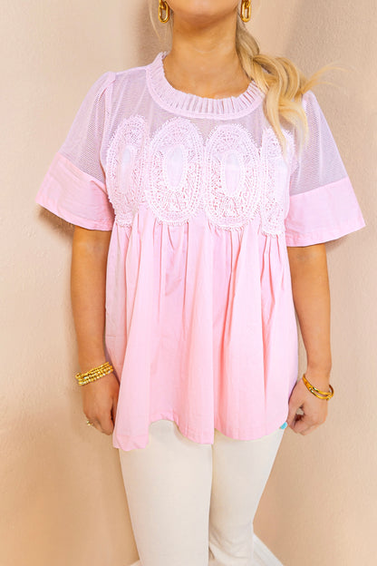 Lace Reverie Peplum Top