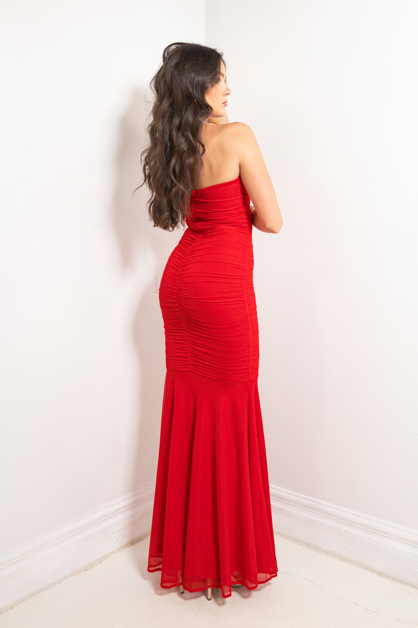 Lady in Rouge Mesh Mermaid Maxi Dress