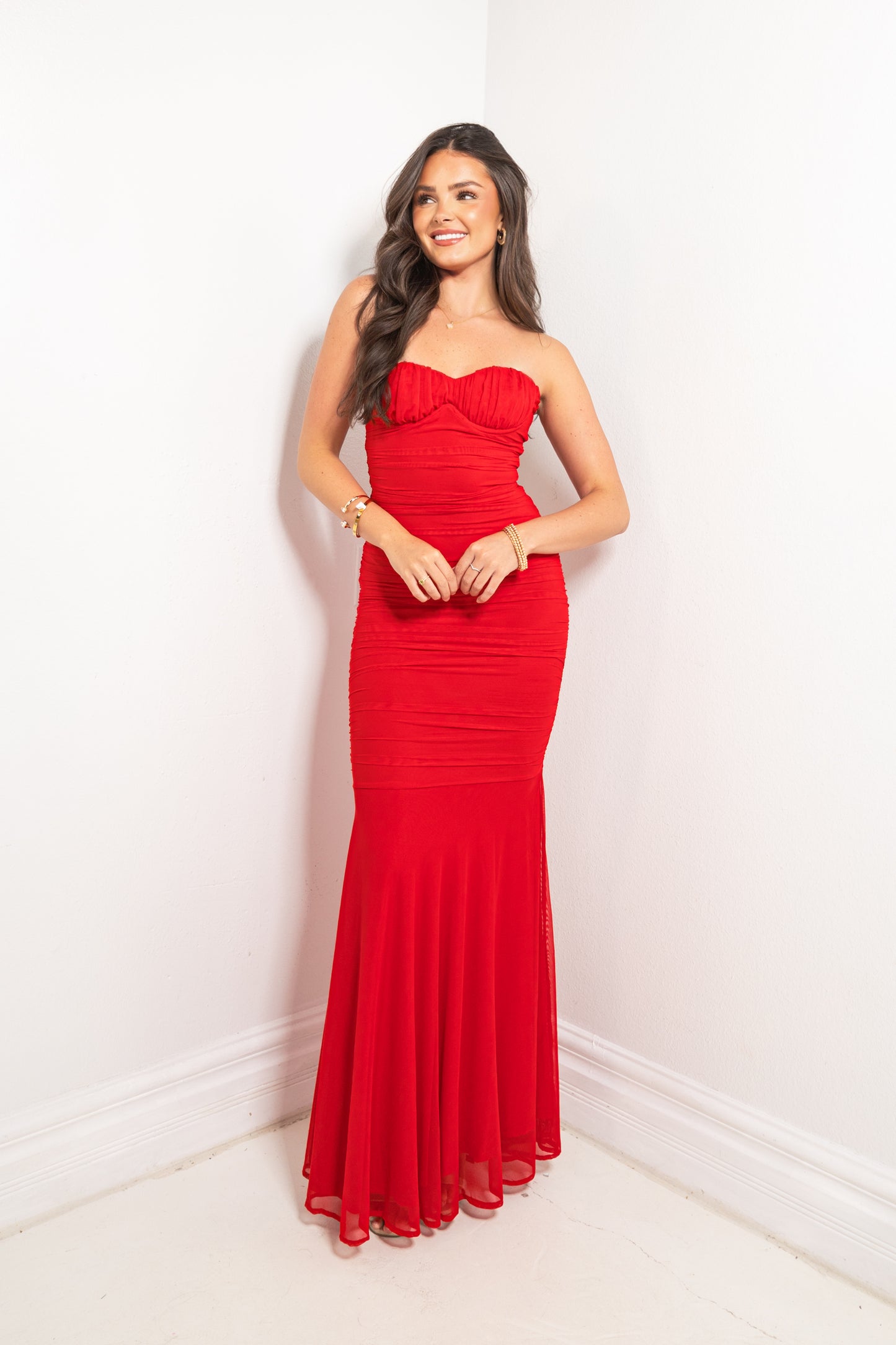 Lady in Rouge Mesh Mermaid Maxi Dress