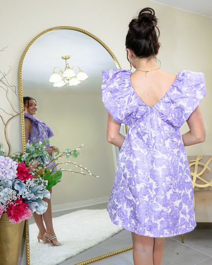 Lavender Romance Jacquard Mini Dress