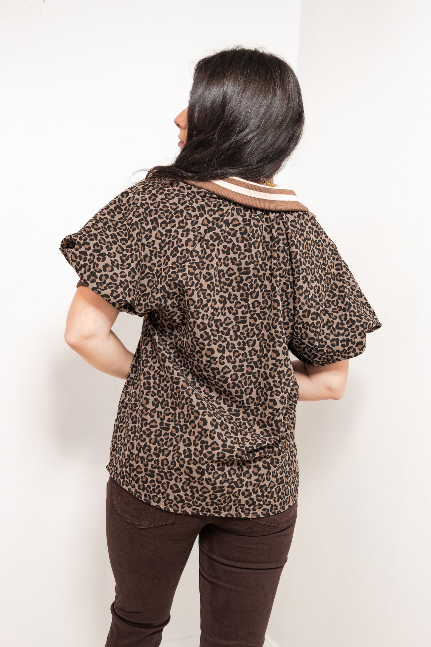 Leopard Lounge Puff Sleeve Top
