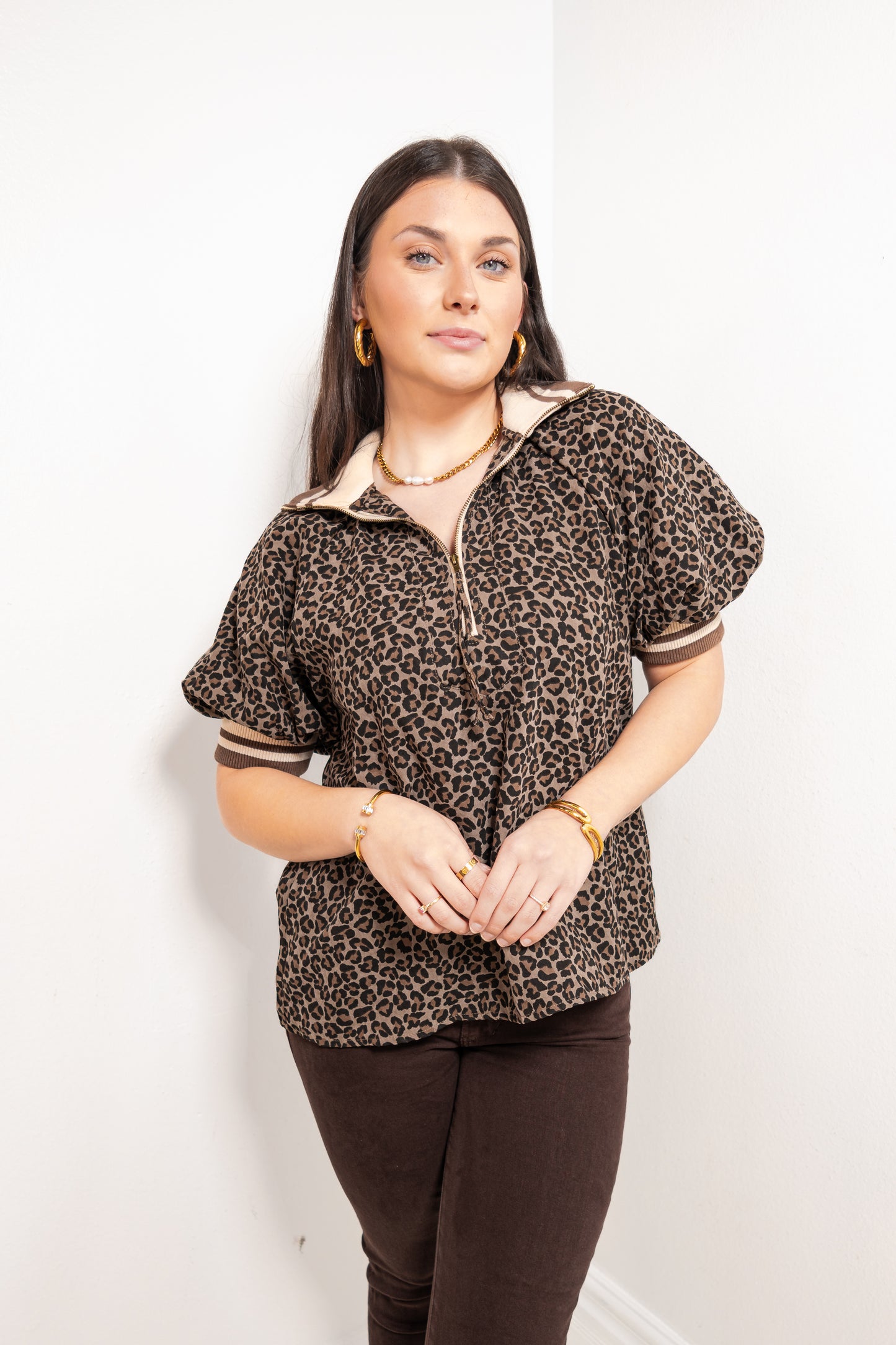 Leopard Lounge Puff Sleeve Top