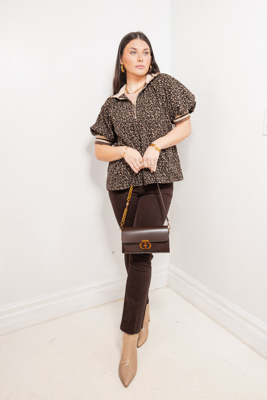 Leopard Lounge Puff Sleeve Top
