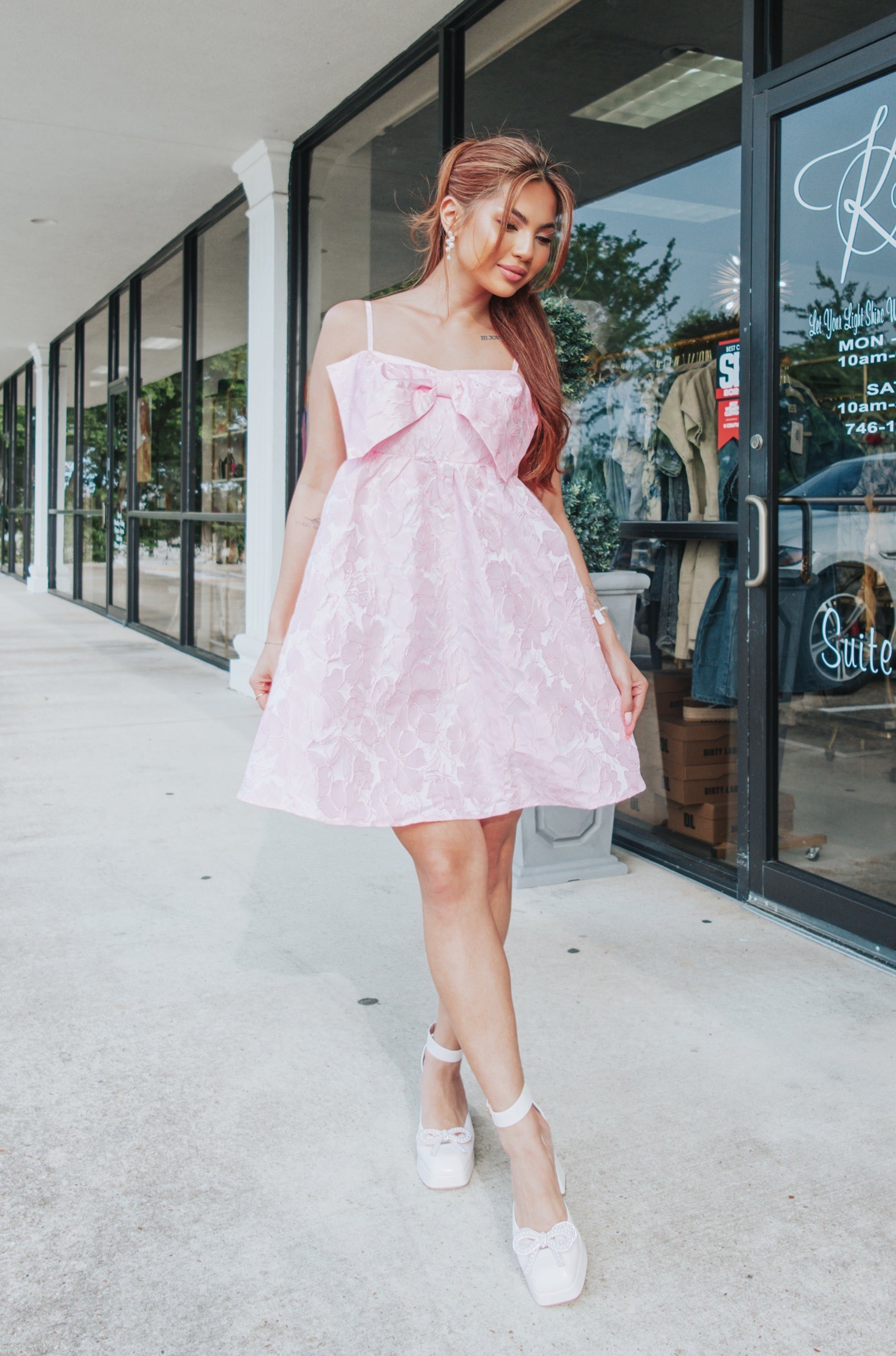 Light Pink Babydoll Bow Dress