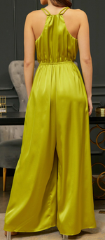 Lime Green Pleated Detail Jumpsuit-Jumpsuits-KCoutureBoutique, women's boutique in Bossier City, Louisiana
