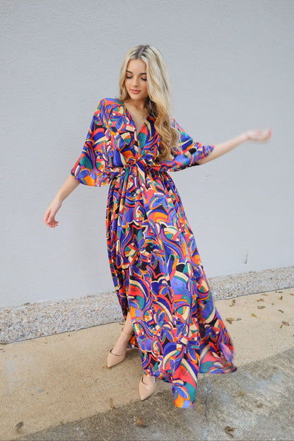 multi color maxi dress Cute Printed Tiered | Trendy Women's Dress quality long prom dresses. Luli Fama SHE'S CUTE Halter