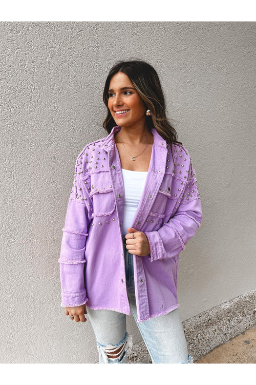 Lovely Lilac Studded Shacket-Outerwear-KCoutureBoutique, women's boutique in Bossier City, Louisiana