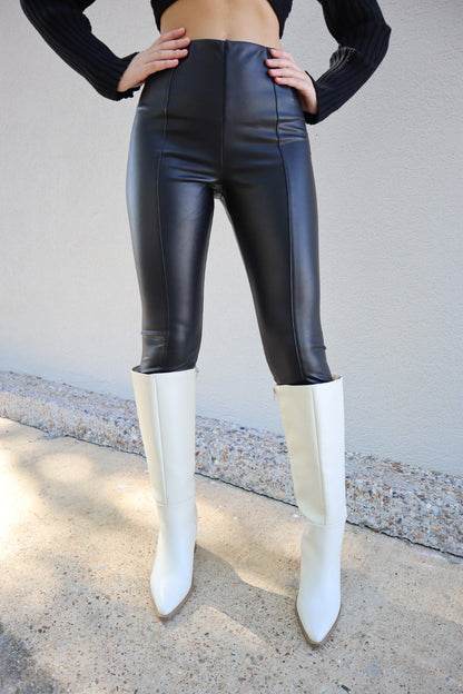 Lysse High Waist Tummy Control Vegan Leather Leggings-leggings-KCoutureBoutique, women's boutique in Bossier City, Louisiana