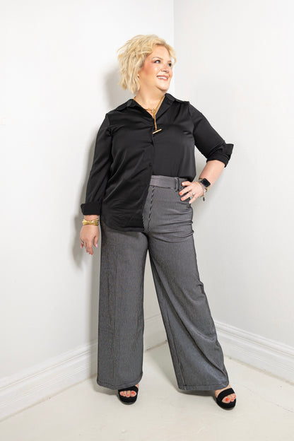 Lysse Darlene Pinstripe Wide Leg Denim Jeans