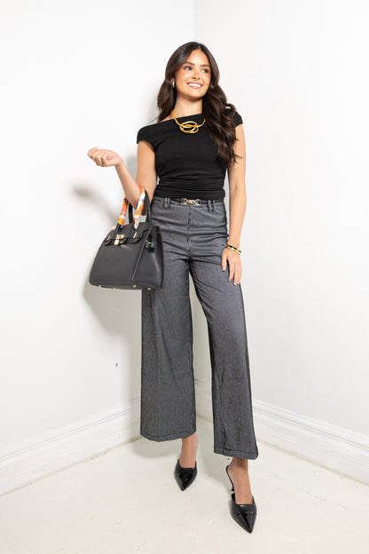 Lysse Darlene Pinstripe Wide Leg Denim Jeans