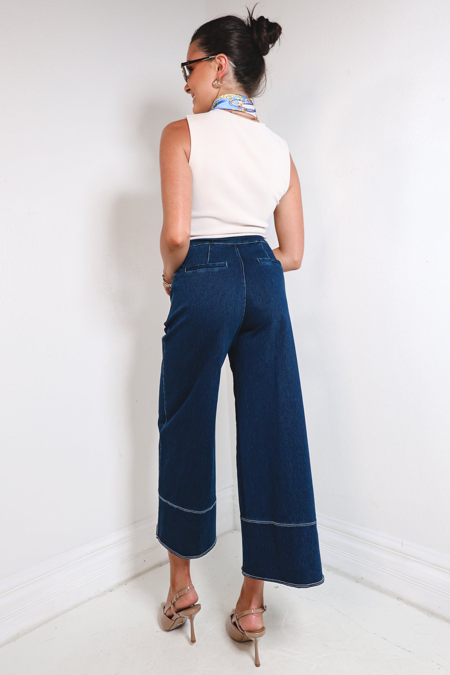 Lysse Dion Sailor Cropped Palazzo Jeans