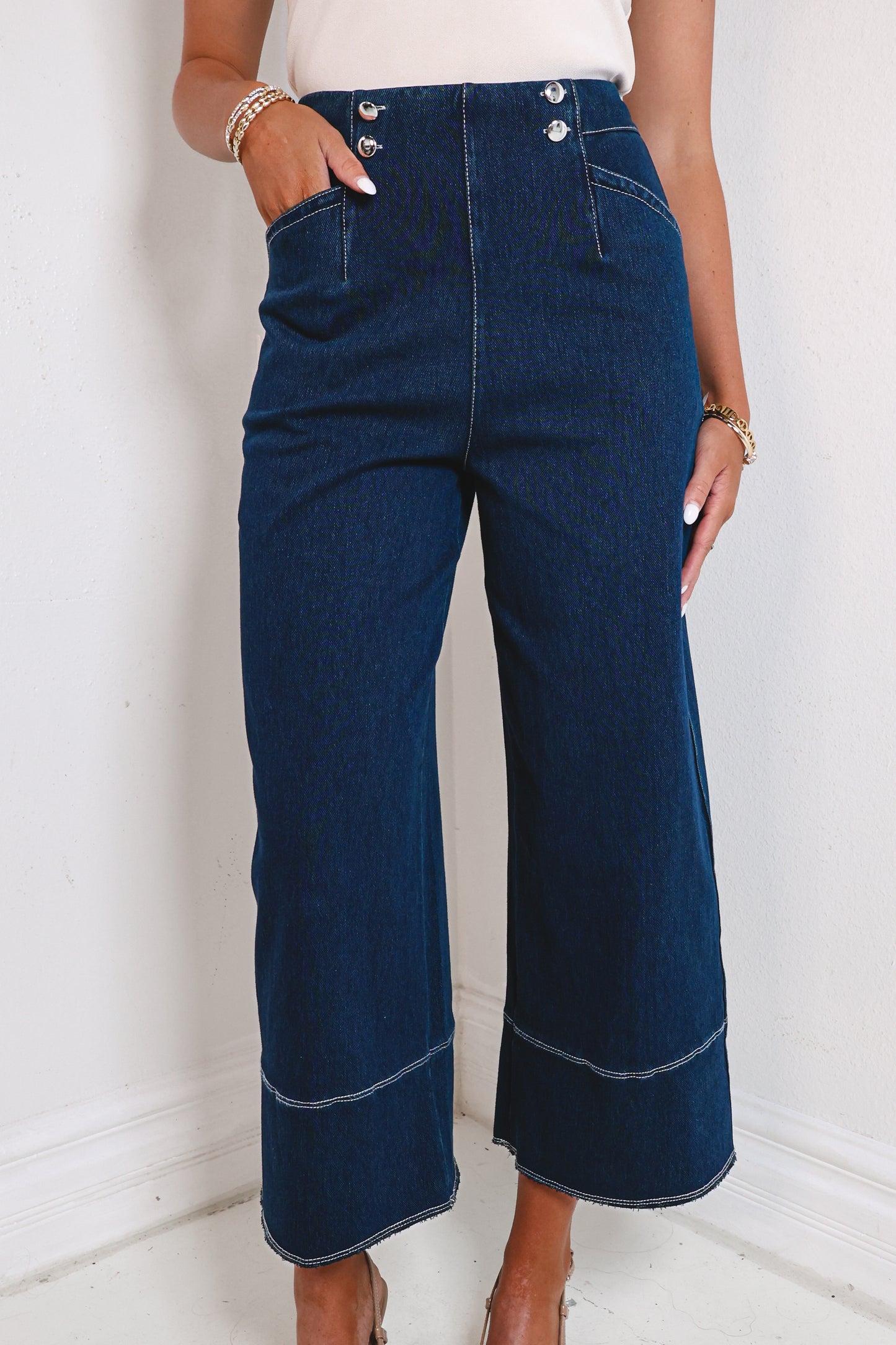 Lysse Dion Sailor Cropped Palazzo Jeans