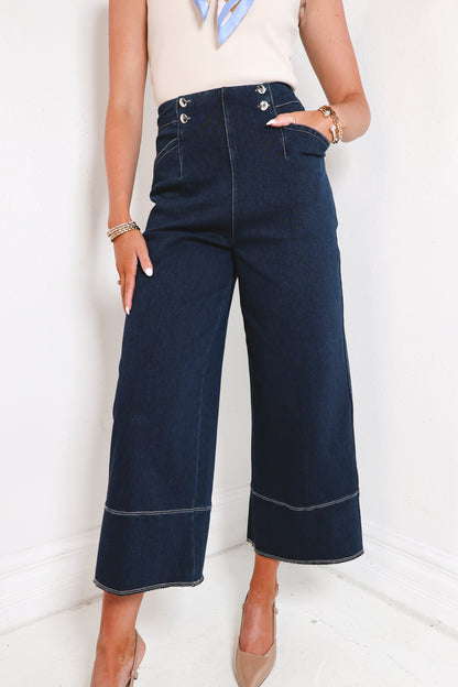 Lysse Dion Sailor Cropped Palazzo Jeans