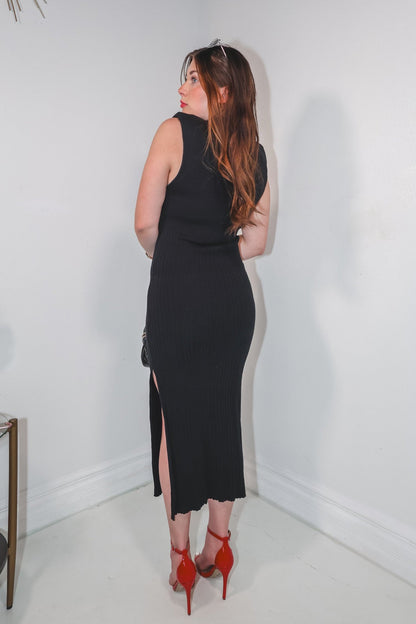 Make Your Move Ribbed Slit Dress