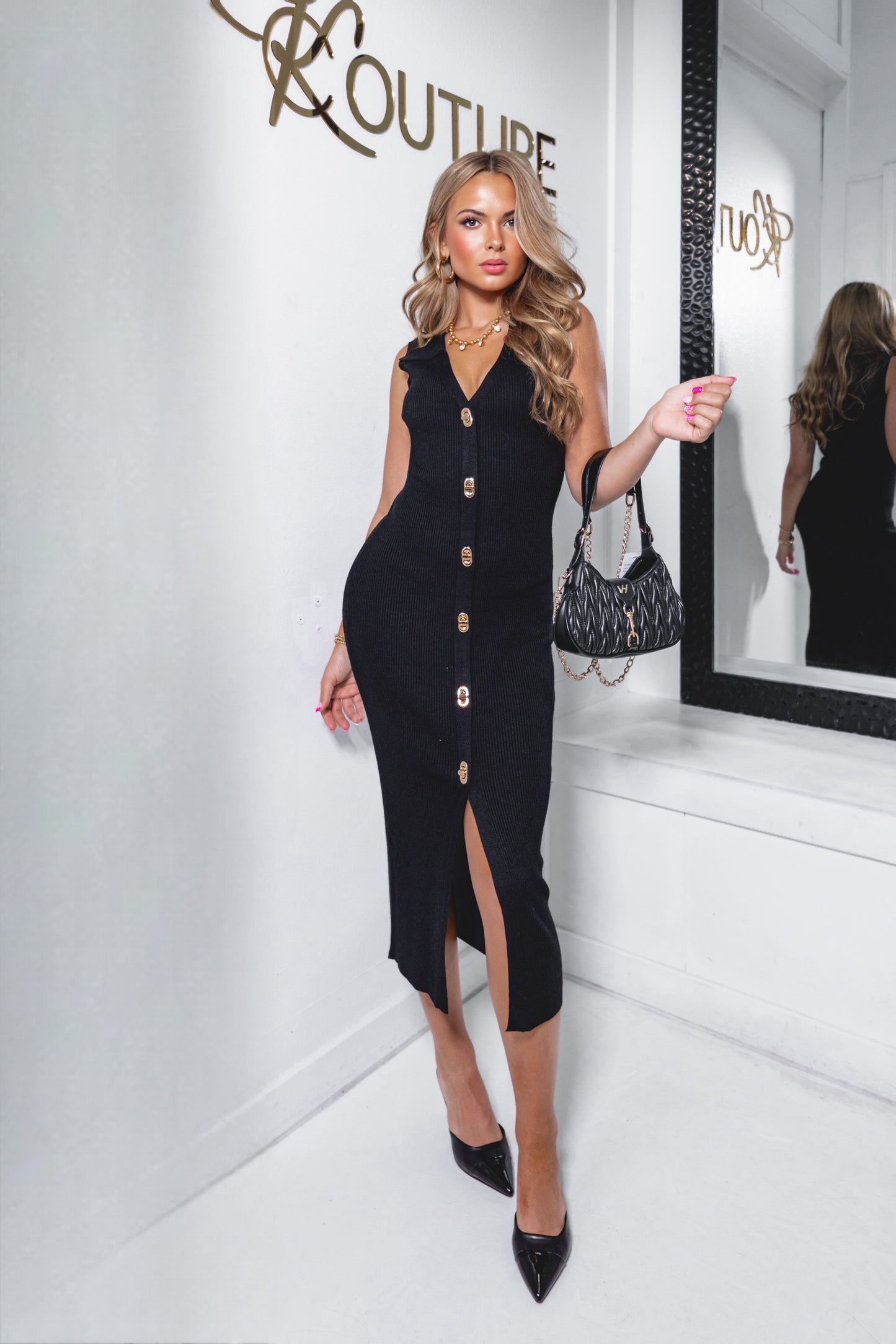 Manhattan Hour Button Down Midi Dress