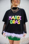 Mardi Gras Fun Feather Tee-Apparel & Accessories-KCoutureBoutique, women's boutique in Bossier City, Louisiana