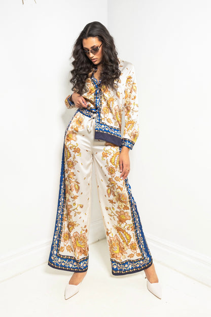 Mediterranean Bloom Button Down Top