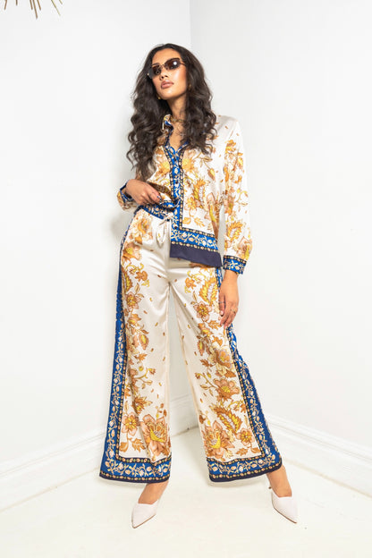 Mediterranean Bloom Button Down Top
