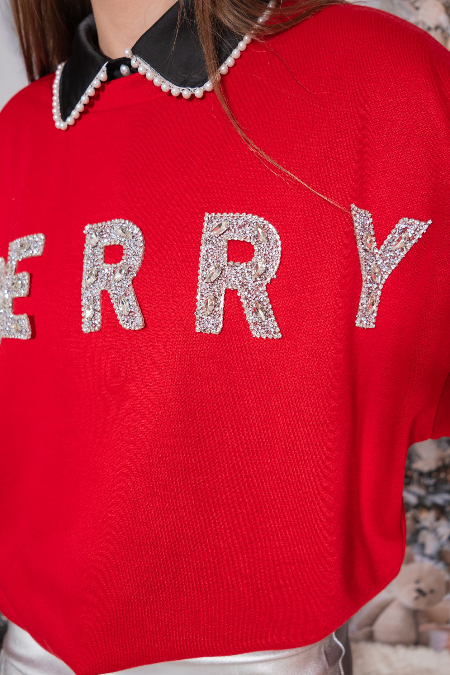 Merry Glitter Patches French Terry Pullover