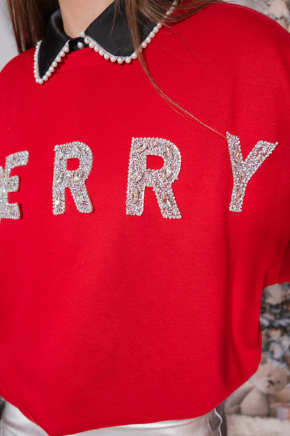 Merry Glitter Patches French Terry Pullover