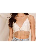 Meshed To You Pearl Rhinestone Crop Top-Tops-KCoutureBoutique, women's boutique in Bossier City, Louisiana