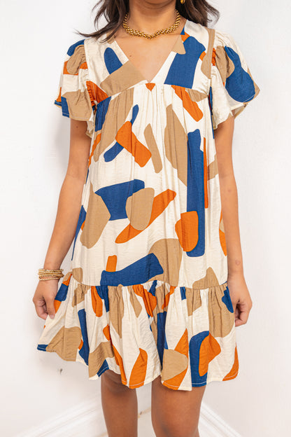 Modern Art Abstract Drop Waist Dress