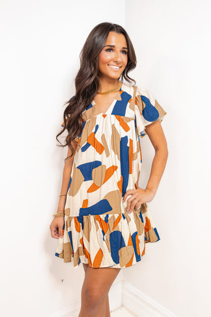 Modern Art Abstract Drop Waist Dress