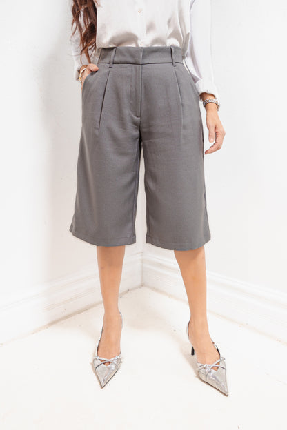 Modern Slate Tailored Bermuda Shorts