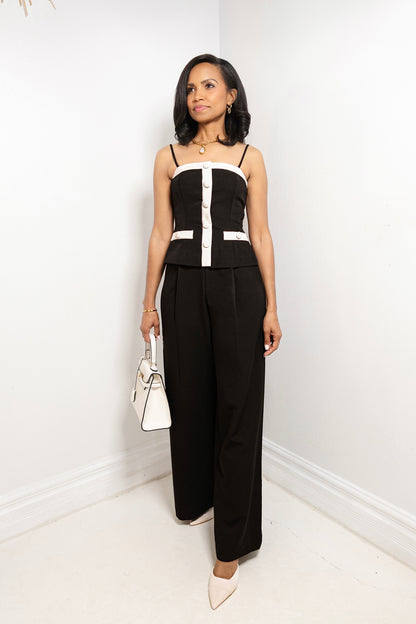 Monaco Contrast Peplum Top & Pant Set