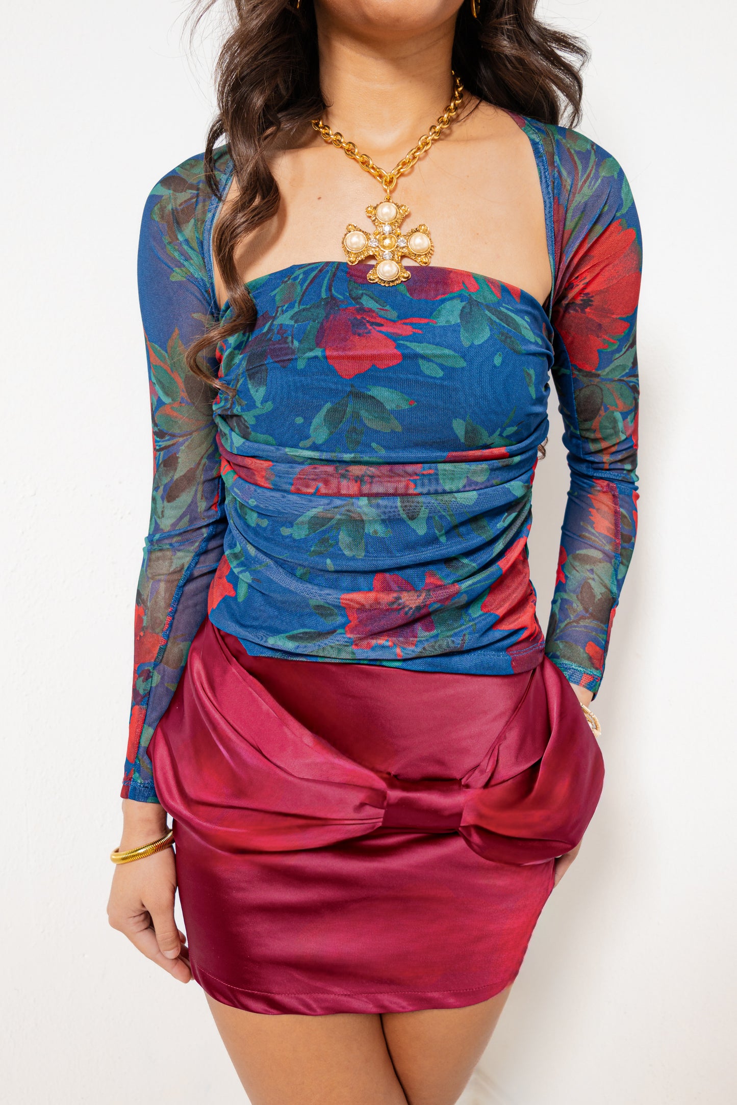 Monet Bloom Bolero Ruched Top