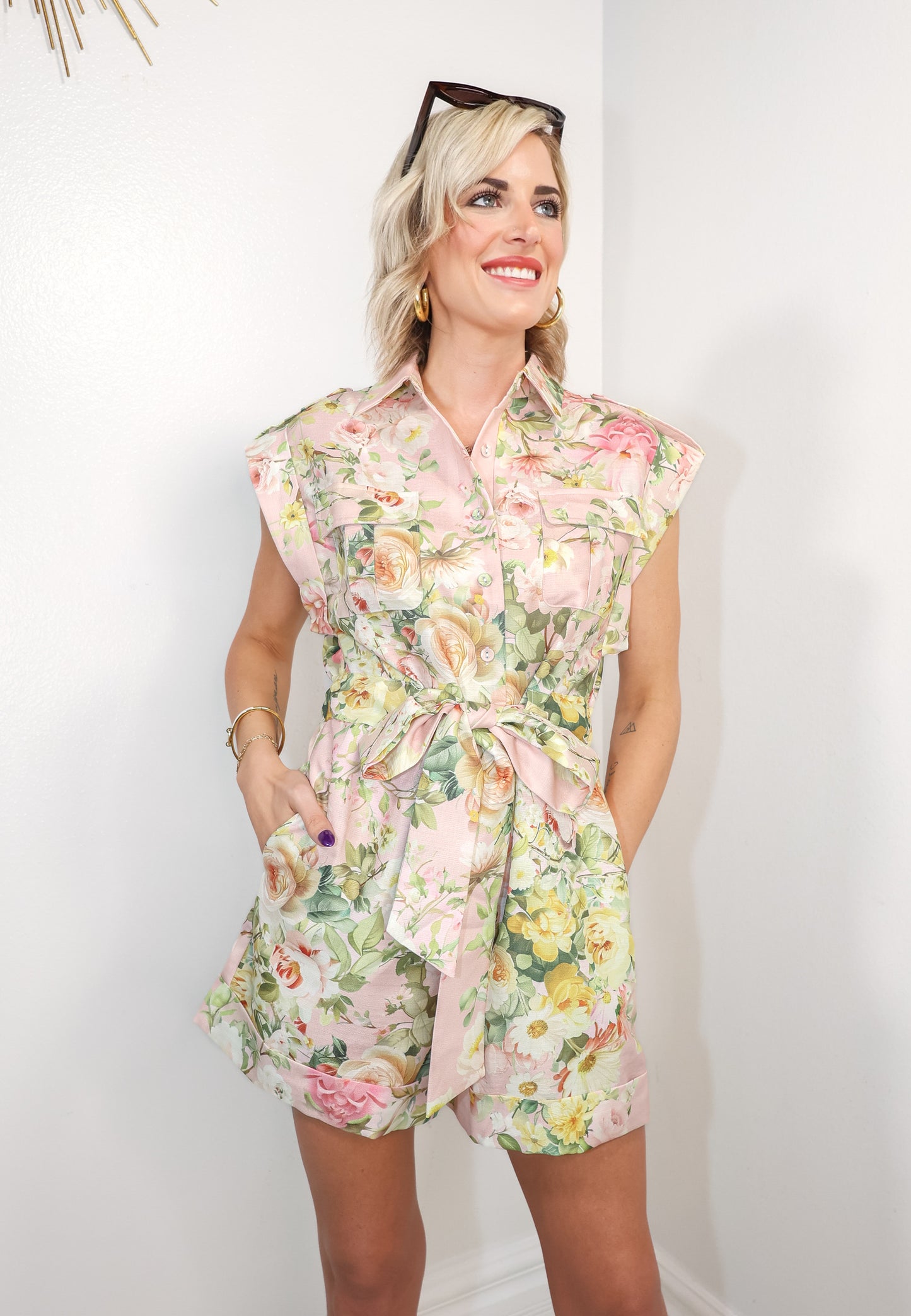 Morning Petals Button Down Romper