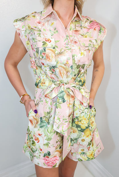 Morning Petals Button Down Romper