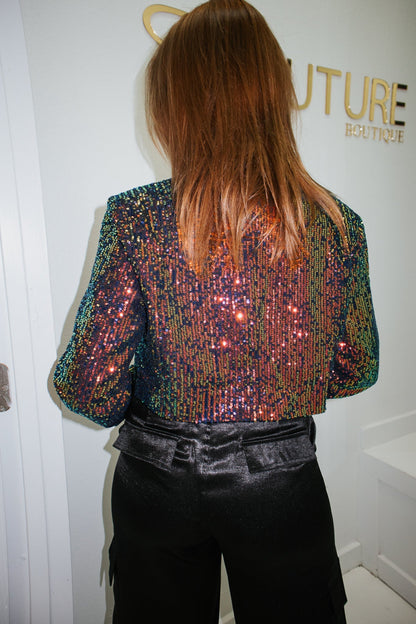 Multi Color Sequin Bralette And Jacket Set-Sets-KCoutureBoutique, women's boutique in Bossier City, Louisiana