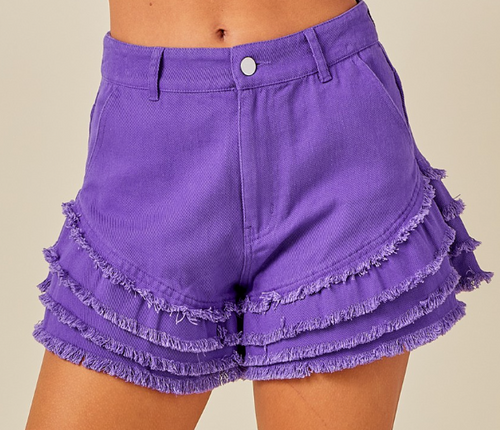 Multi Tiered Raw Egde Denim Shorts-Bottoms-KCoutureBoutique, women's boutique in Bossier City, Louisiana