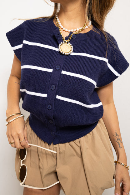 Nautical Charm Striped Knit Vest Top